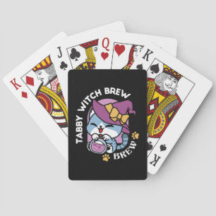 Halloween Tabby Kat – Heksenhoed & Toverdrank Kuns Pokerkaarten
