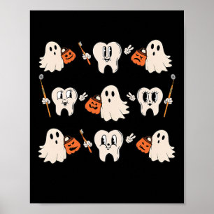 Halloween tandarts mondhygiënist tanden spook pomp poster