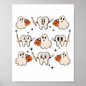 Halloween tandarts mondhygiënist tanden spook pomp poster (Voorkant)