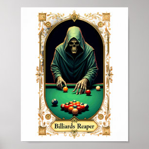 Halloween Tarot Kaart Skeleton Biljart Reaper Poster