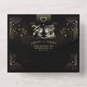 Halloween Tarot "Samen met" Wedding MENU All In One Uitnodiging (Achterkant)