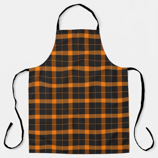 Halloween Tartan plaid. Oranje slang Schort (Voorkant)