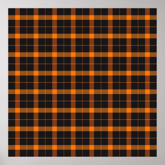 Halloween Tartan plaid. Scottish pattern in orange Poster (Voorkant)