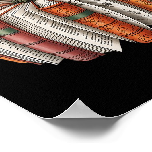 Halloween Teacher Librarians Fall Book Pumpkin Ret Poster (Hoek)