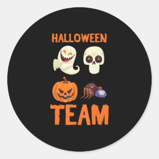 Halloween Team Skeleton Pumpkin Ghost Spider Spook Ronde Sticker