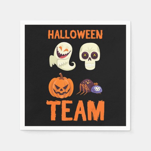 Halloween Team Skeleton Pumpkin Ghost Spider Spook Servet (Voorkant)