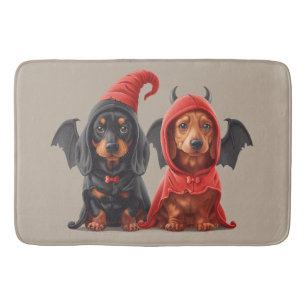 Halloween Teckel Honden Duivelsvleermuis Badmat