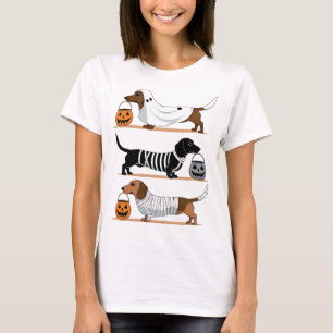 Halloween Teckels Cartoon T-shirt voor Hondenliefh