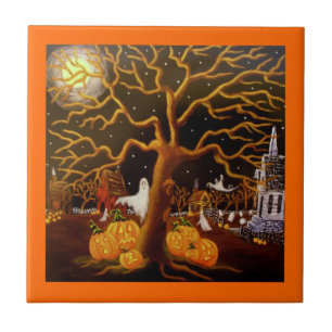 Halloween, tegels, geesten, Jack-O-Lantern, begraa Tegeltje