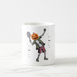 "Halloween Tennis Citrouille Skeleton Mug - Drôle