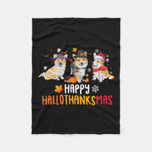 Halloween Thanksgiving Christmas Funny Corgi Dogs Fleece Deken