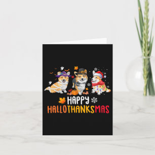 Halloween Thanksgiving Christmas Funny Corgi Dogs Kaart