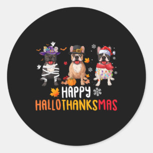 Halloween Thanksgiving Christmas Funny French Bull Ronde Sticker