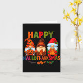 Halloween Thanksgiving Christmas Happy Hallothanks Kaart (Gele Bloem)