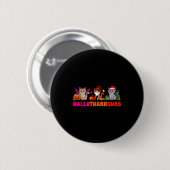 Halloween Thanksgiving Christmas Happy Hallothanks Ronde Button 5,7 Cm (Voorkant /achterkant)