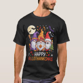 Halloween Thanksgiving Christmas Happy Hallothanks T-shirt (Voorkant)