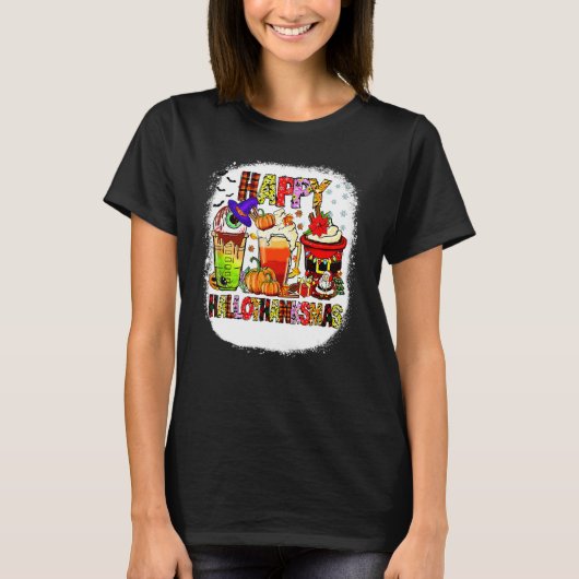 Halloween Thanksgiving Christmas Happy Hallothanks T-shirt (Voorkant)