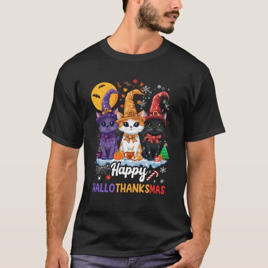 Halloween Thanksgiving Kerst 2024 Hallothanksm T-shirt (Voorkant)