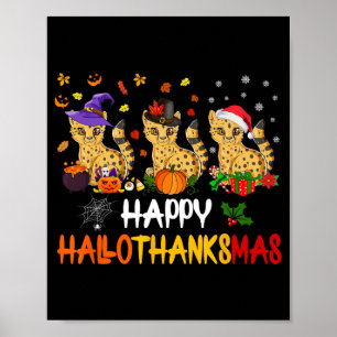 Halloween Thanksgiving Kerst Cheetah Cat Hallo Poster