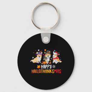 Halloween Thanksgiving Kerst Grappige Corgi Honden Sleutelhanger