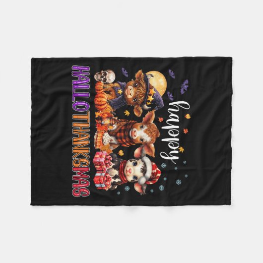 Halloween Thanksgiving Kerstfeest Happy HBedankt Fleece Deken (Voorkant (Horizontaal))