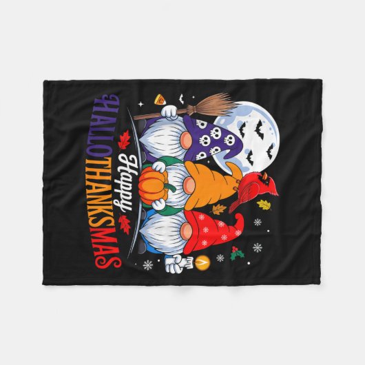 Halloween Thanksgiving Kerstfeest Happy HBedankt Fleece Deken (Voorkant (Horizontaal))