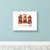 Halloween Thanksgiving KerstHappy Hallo Canvas Afdruk (Insitu (Houten vloer))