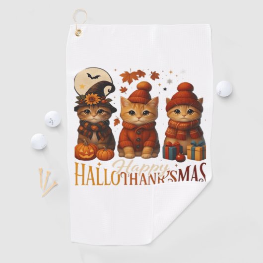 Halloween Thanksgiving KerstHappy Hallo Golfhanddoek (Insitu)