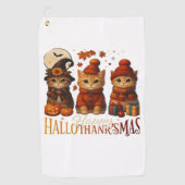Halloween Thanksgiving KerstHappy Hallo Golfhanddoek (Voorkant)