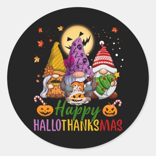 Halloween Thanksgiving KerstHappy Hallo Ronde Sticker (Voorkant)