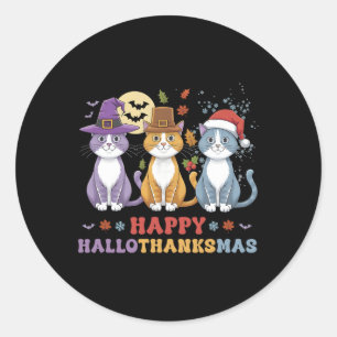 Halloween Thanksgiving Kerstkatten Happy Hallot Ronde Sticker