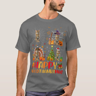 Halloween Thanksgiving Kerstmis Bengal Cat Hallot T-shirt