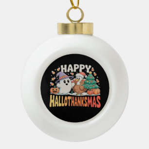 Halloween Thanksgiving Kerstmis HalloThanksMas Keramische Bal Ornament