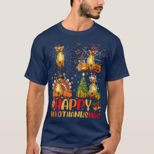 Halloween Thanksgiving Kerstmis Hyena Halobedankt T-shirt