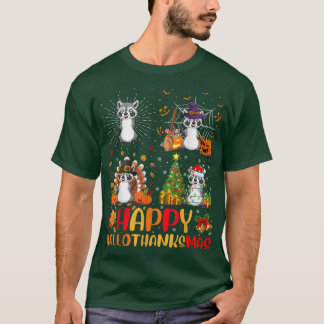 Halloween Thanksgiving Kerstmis Raccoon Halothan T-shirt