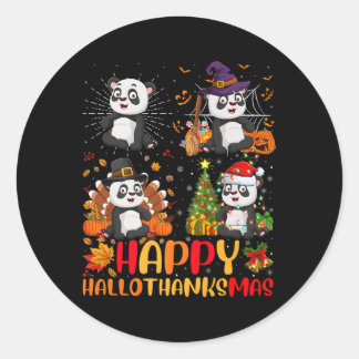 Halloween Thanksgiving Panda Hallothanksmas Ronde Sticker