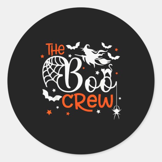 Halloween The Boo Crew - Fun Soky Witch, Cat, Bat Ronde Sticker (Voorkant)