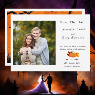 Halloween thema foto bruiloft Save the Date Kaart