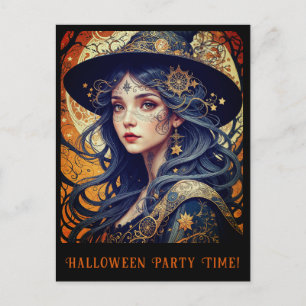Halloween thema getatoeëerd heksenfeest uitnodigin briefkaart