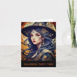 Halloween thema getatoeëerd heksenfeest uitnodigin kaart