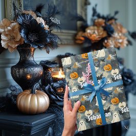 Halloween thema op maat met pompoenen en geesten cadeaupapier