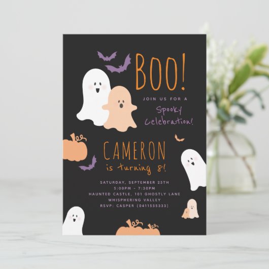 Halloween Thema Uitnodiging Verjaardagsfeestje (Staand voorkant)