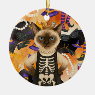 Halloween-thema voor Siamese kat liefhebbers Keramisch Ornament