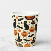 Halloween-thema zwarte kat en pompoen patroon papieren bekers (Voorkant)
