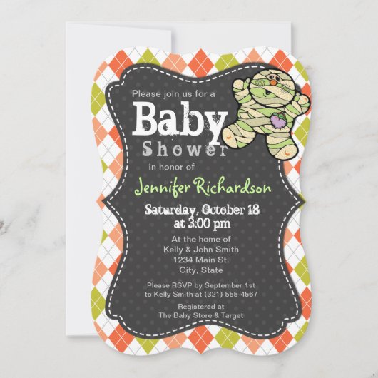 Halloween thème Jacquard Baby shower Invitation (Devant)