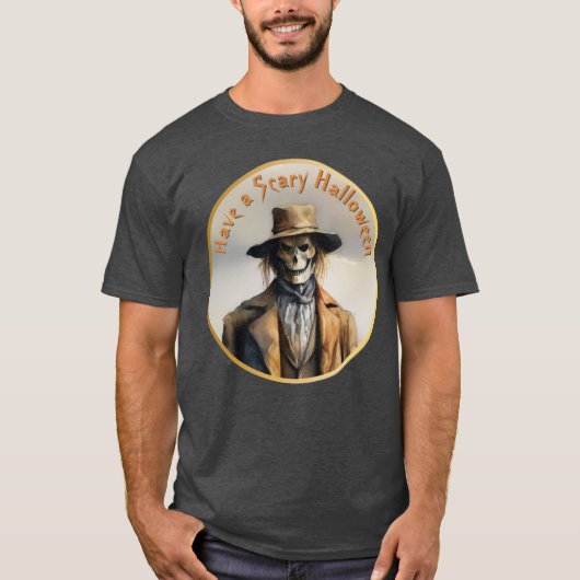 Halloween Theme - Scary Smiling Scarecrow T-Shirt (Voorkant)