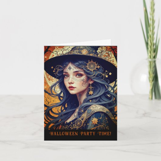 Halloween Thème Tattooé Sorcière Invitation (Devant)