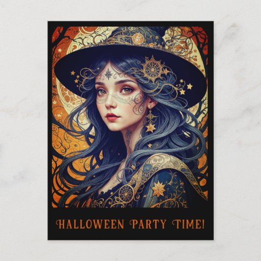 Halloween Thème Tattooé Sorcière Invitation (Devant)