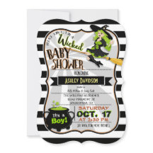 Halloween Theme Witch Baby shower Uitnodiging