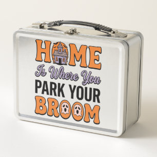 Halloween Thuis Parkeer Je Bezem Vintage Typografi